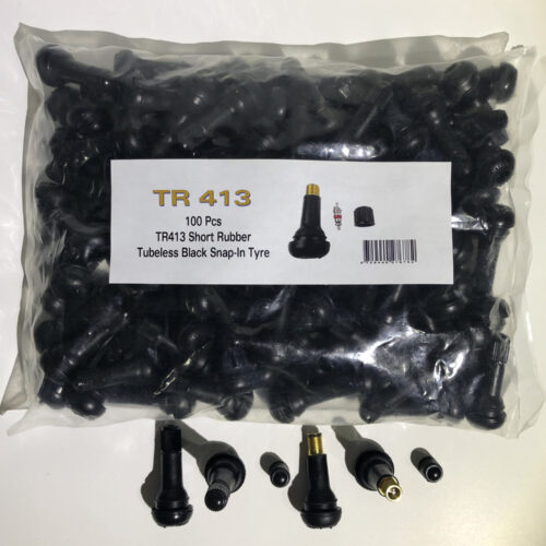 TR413 Short Rubber Tubeless Black Snap-In Tyre -100pcs