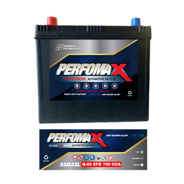 Performax Automotive Battery EFB 55D23L SCMF — Supplied Fast, Brand May Vary Depending on Stock Availability